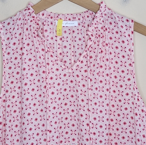 Ces Femme | Pink Geometric Diamond Mixed Print Tiered Dress - Picture 2 of 6